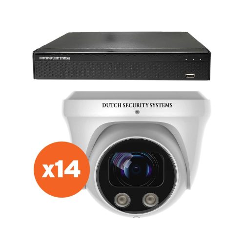 Beveiligingscamera set - 14x PRO Dome camera - UltraHD 4K - Sony 8MP - Wit