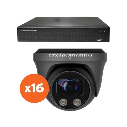 Beveiligingscamera set - 16x PRO Dome camera - UltraHD 4K - Sony 8MP - Zwart