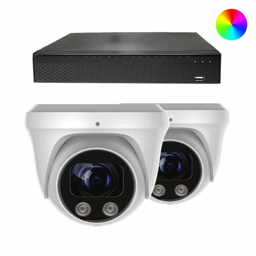 Beveiligingscamera set - 2x Full Color Dome camera - UltraHD 4K - Sony 8MP - Wit