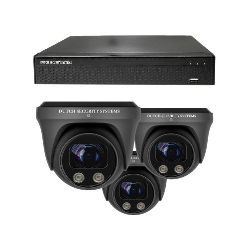 Beveiligingscamera set - 3x PRO Dome camera - UltraHD 4K - Sony 8MP - Zwart