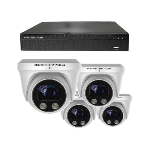 Beveiligingscamera set - 4x PRO Dome camera - UltraHD 4K - Sony 8MP - Wit