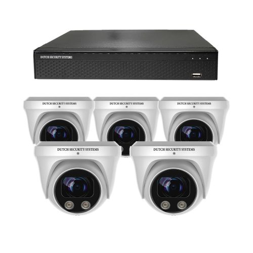 Beveiligingscamera set - 5x PRO Dome camera - UltraHD 4K - Sony 8MP - Wit
