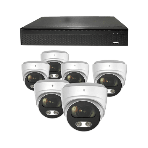 Beveiligingscamera set - 6x Audio Dome camera - QHD 2K - Sony 5MP - Wit