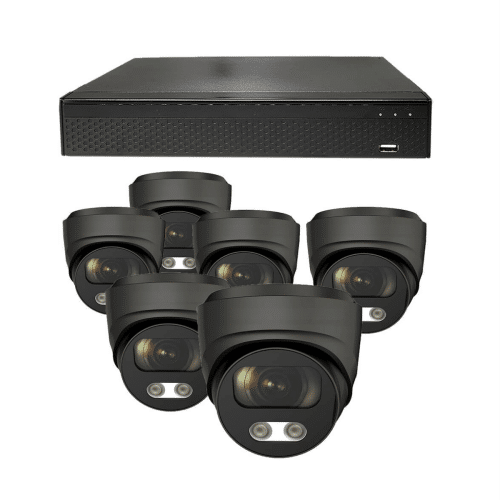 Beveiligingscamera set - 6x Audio Dome camera - QHD 2K - Sony 5MP - Zwart