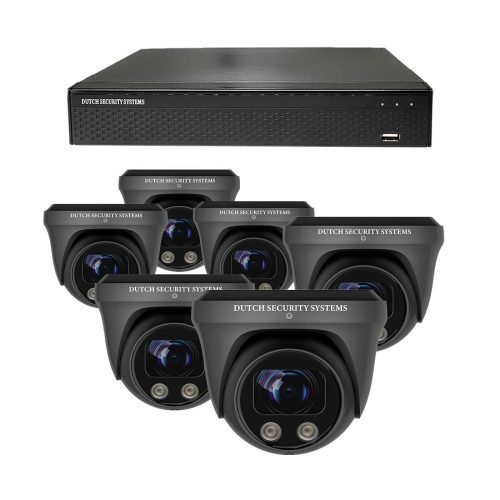 Beveiligingscamera set - 6x PRO Dome camera - UltraHD 4K - Sony 8MP - Zwart