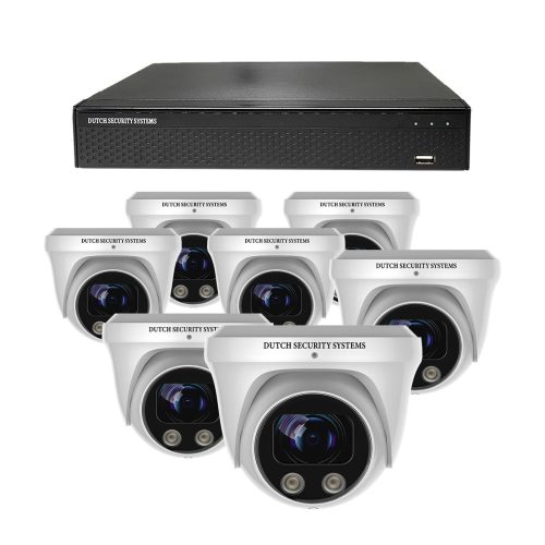 Beveiligingscamera set - 7x PRO Dome camera - UltraHD 4K - Sony 8MP - Wit
