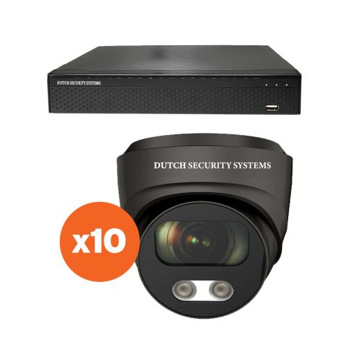 Beveiligingscamera set - 10x Audio dome camera - QHD 2K - Sony 5MP - Zwart