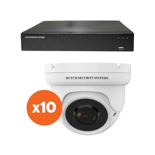 Beveiligingscamera set - 10x Dome camera - QHD 2K - Sony 5MP - Wit