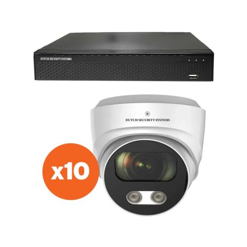 Beveiligingscamera set - 10x Dome camera - UltraHD 4K - Sony 8MP - Wit