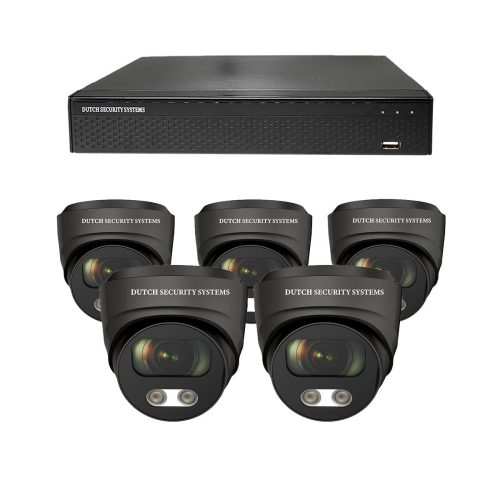 Beveiligingscamera set - 5x Dome camera - UltraHD 4K - Sony 8MP - Zwart