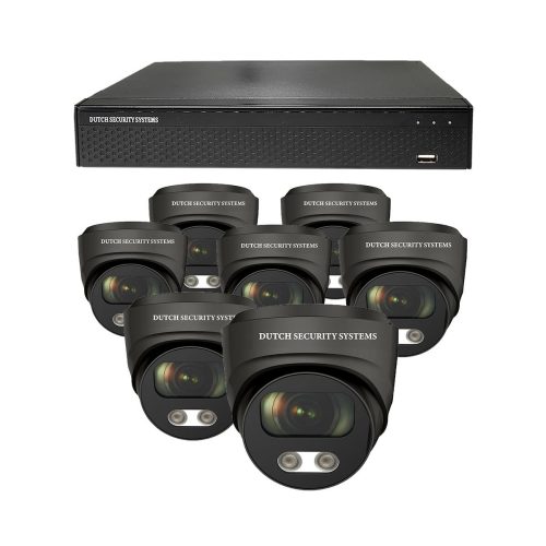 Beveiligingscamera set - 7x Audio dome camera - QHD 2K - Sony 5MP - Zwart