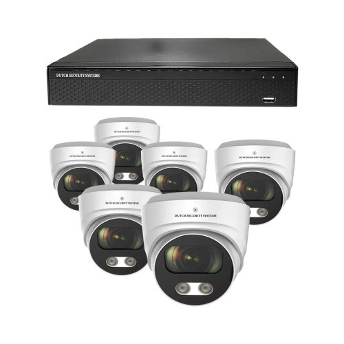 Beveiligingscamera set - 6x Dome camera - UltraHD 4K - Sony 8MP - Wit