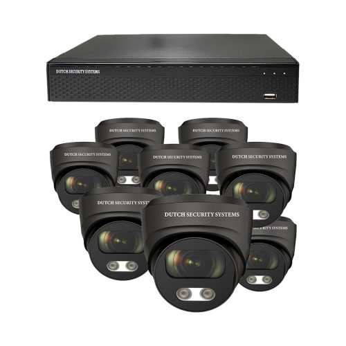 Beveiligingscamera set - 8x Audio dome camera - QHD 2K - Sony 5MP - Zwart