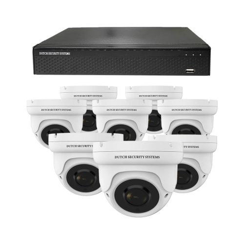 Beveiligingscamera set - 8x Dome camera - QHD 2K - Sony 5MP - Wit