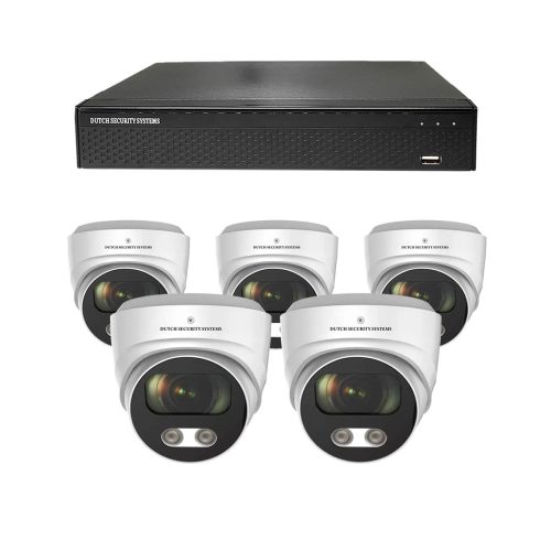 Draadloze beveiligingscamera set - 5x Audio Dome camera - QHD 2K - Sony 5MP - Wit