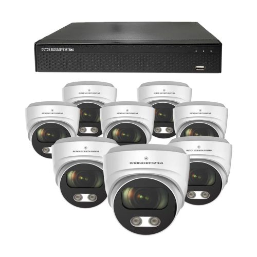 Draadloze beveiligingscamera set - 8x Audio Dome camera - QHD 2K - Sony 5MP - Wit