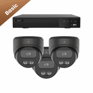 Drie keer de zwarte Sony Dome Basic 2K beveiligingscamera voor een professionele beveiligingsoplossing. de camera heeft een scherp nachtzicht tot 30 meter en heeft infrarood. geen wifi camera. 100% betrouwbaar.