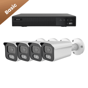 Set van vier witte Sony Bullet Basic 2K camera’s, ideaal voor het monitoren van meerdere gebieden.