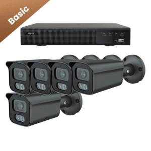 Vijf zwarte Sony Bullet Basic 2K camera’s voor een eenvoudige installatie en betrouwbare bewaking.