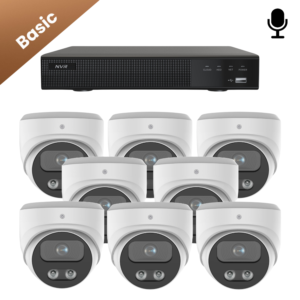 een complete set met 8 x beveiligingscamera dome basic, in de kleur wit. de camera heeft haarscherp beeld tot 30 meter. ook het nachtzicht van de camera is tot 30 meter. de camera is inclusief geluidsopname. simpel en gemakkelijk te installeren.
