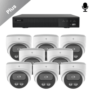 8x de Sony Dome Plus 4K Beveiligingscamera - Wit: Set van acht witte Sony Dome Plus 4K camera’s voor grootschalige bewaking zonder concessies aan de kwaliteit.