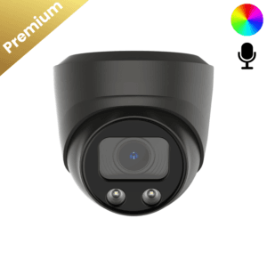 1x Sony Dome Premium Full Color 4K beveiligingscamera - Zwart: Sony Dome Premium Full Color 4K bewakingscamera in zwart, biedt scherpe 4K-beelden in volledige kleur dag en nacht en is uitgerust met een microfoon.