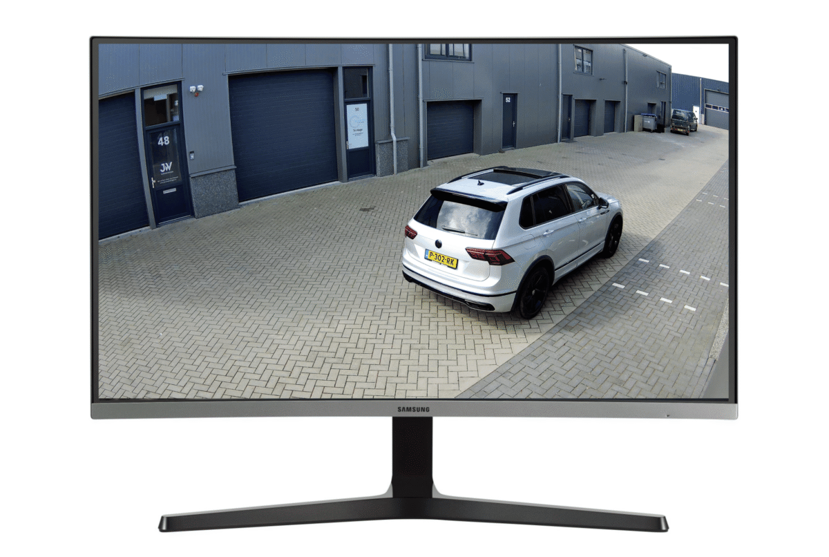 Monitor gekoppeld aan bewakingscamera. Zie uw camerabeelden live of terug op de monitor.