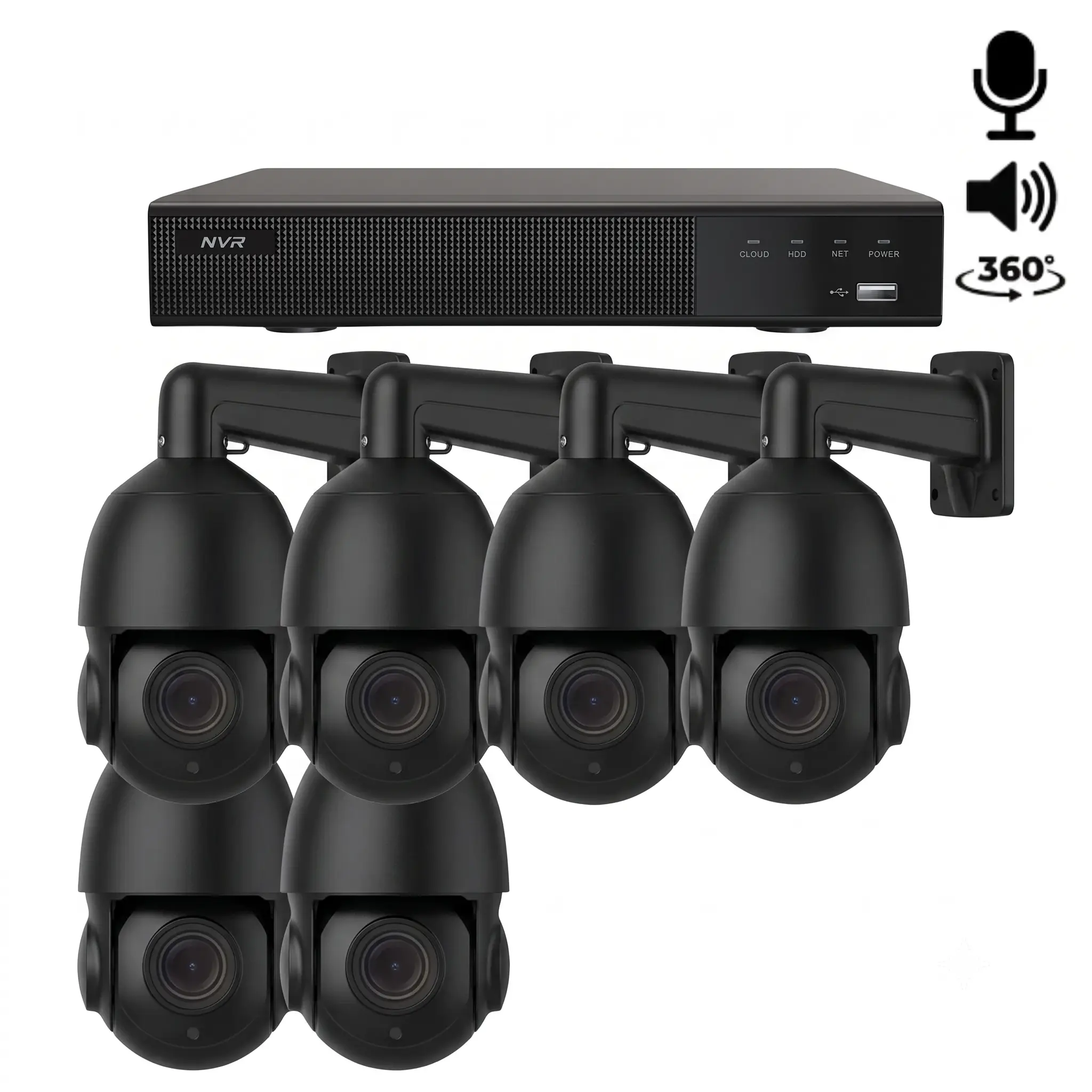 6x Beveiligingscamera set – Draadloos – Sony PTZ 360 graden 2K – Zwart